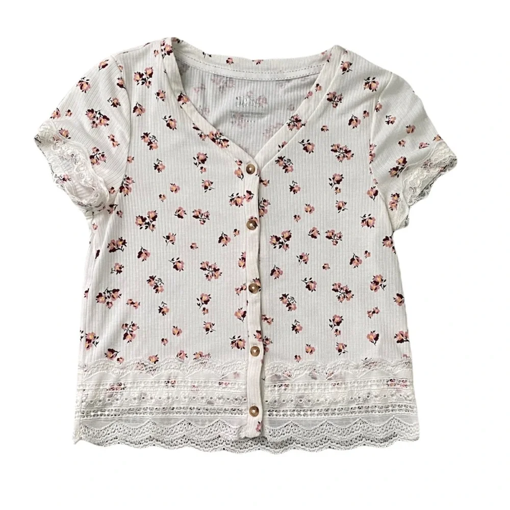 Justice V Neck Floral Shirt